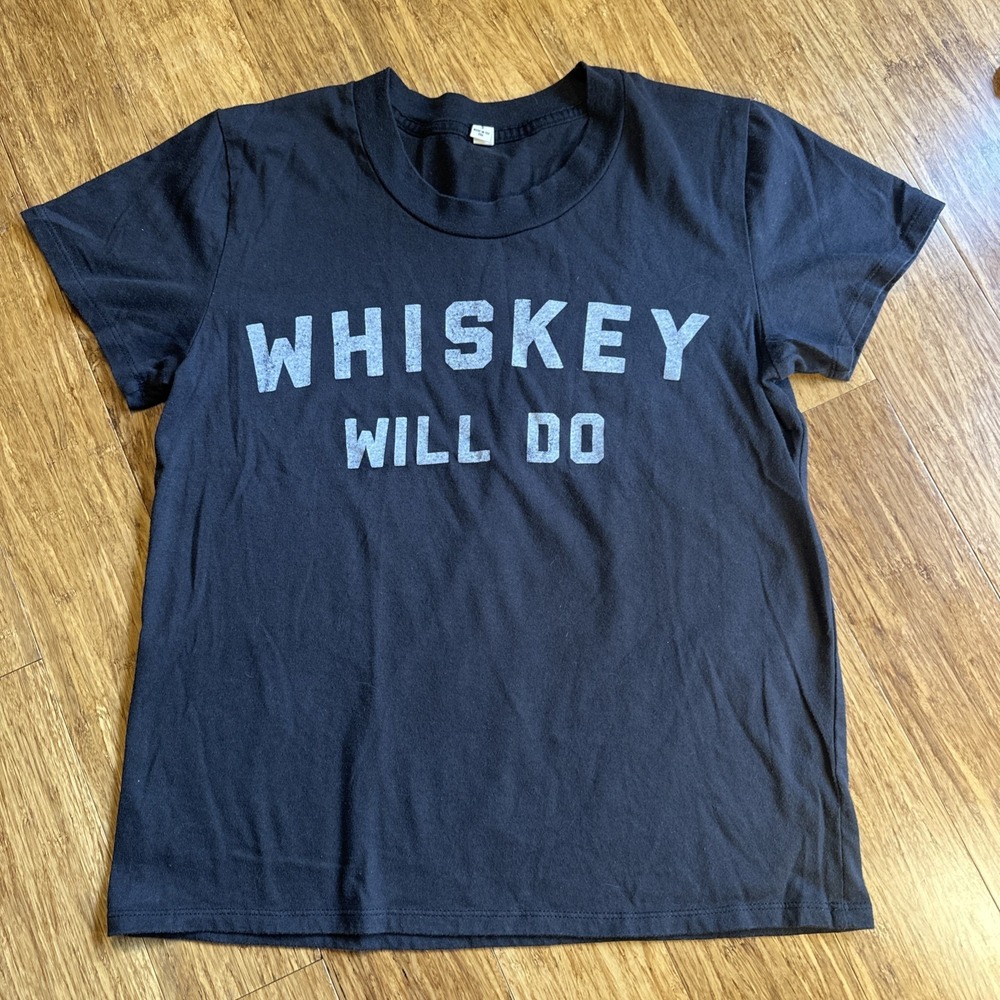 BRIDGE & BURN Whiskey Will Do Graphic Women's Short Sleeve Gray Sz Small USA